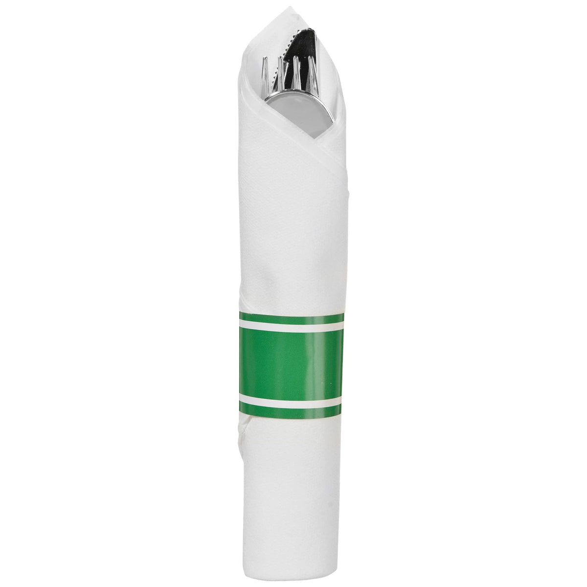 Premium Festive Green Rolled Cutlery Set | 60 Count