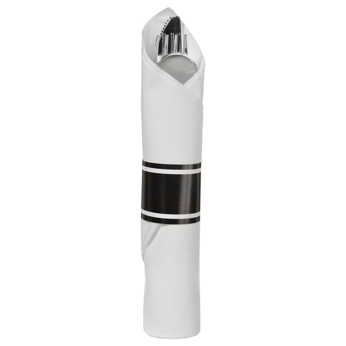 Premium Rolled Black Cutlery Set with Guest Towel | 240 Count