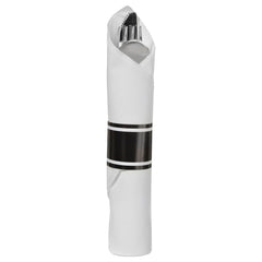 Premium Rolled Black Cutlery Set with Guest Towel | 240 Count