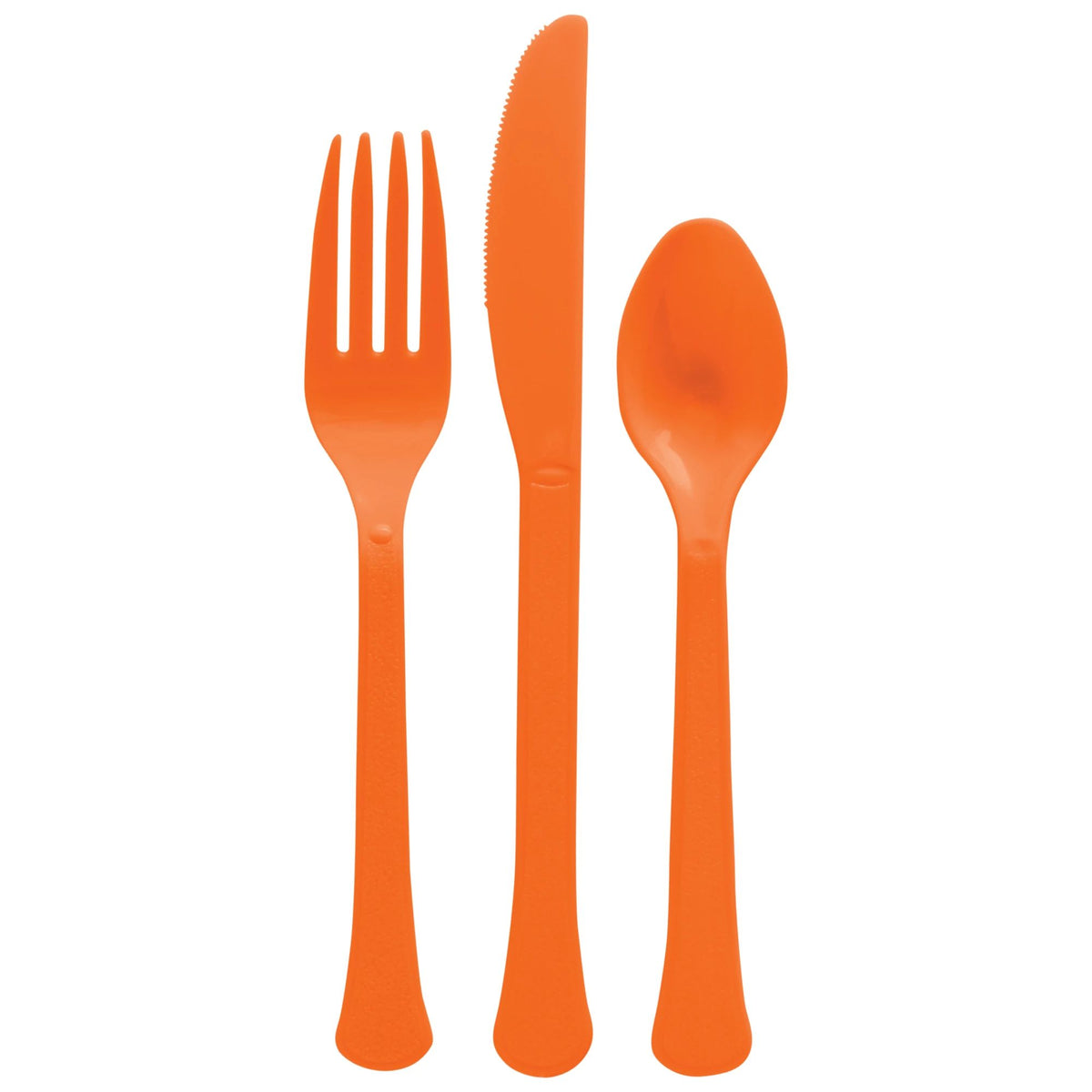 Vibrant Orange Heavyweight Plastic Cutlery Set - Case of 72