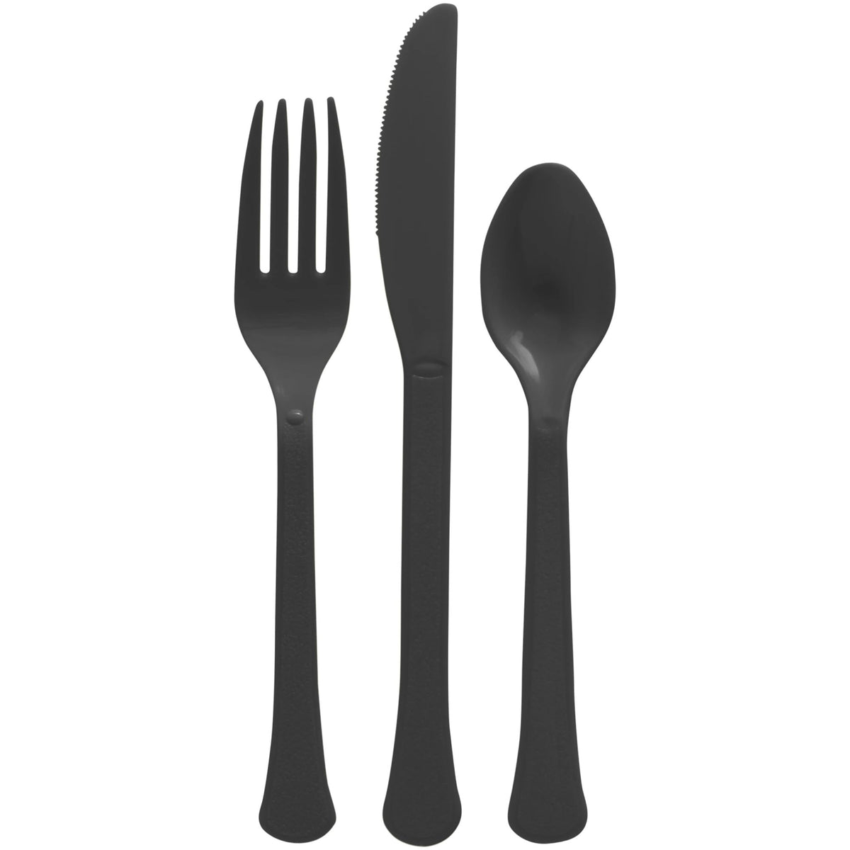 Heavy Weight Black Plastic Cutlery Set - Case of 72