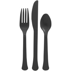 Heavy Weight Black Plastic Cutlery Set - Case of 72