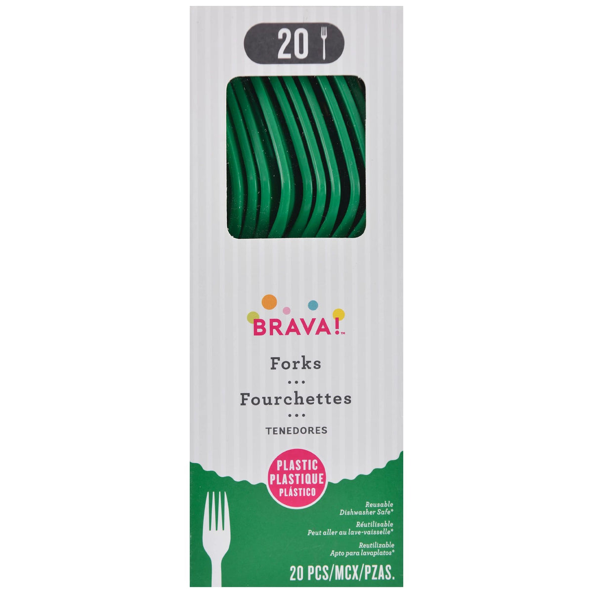 Green Plastic Forks - 20 Count - Case of 72