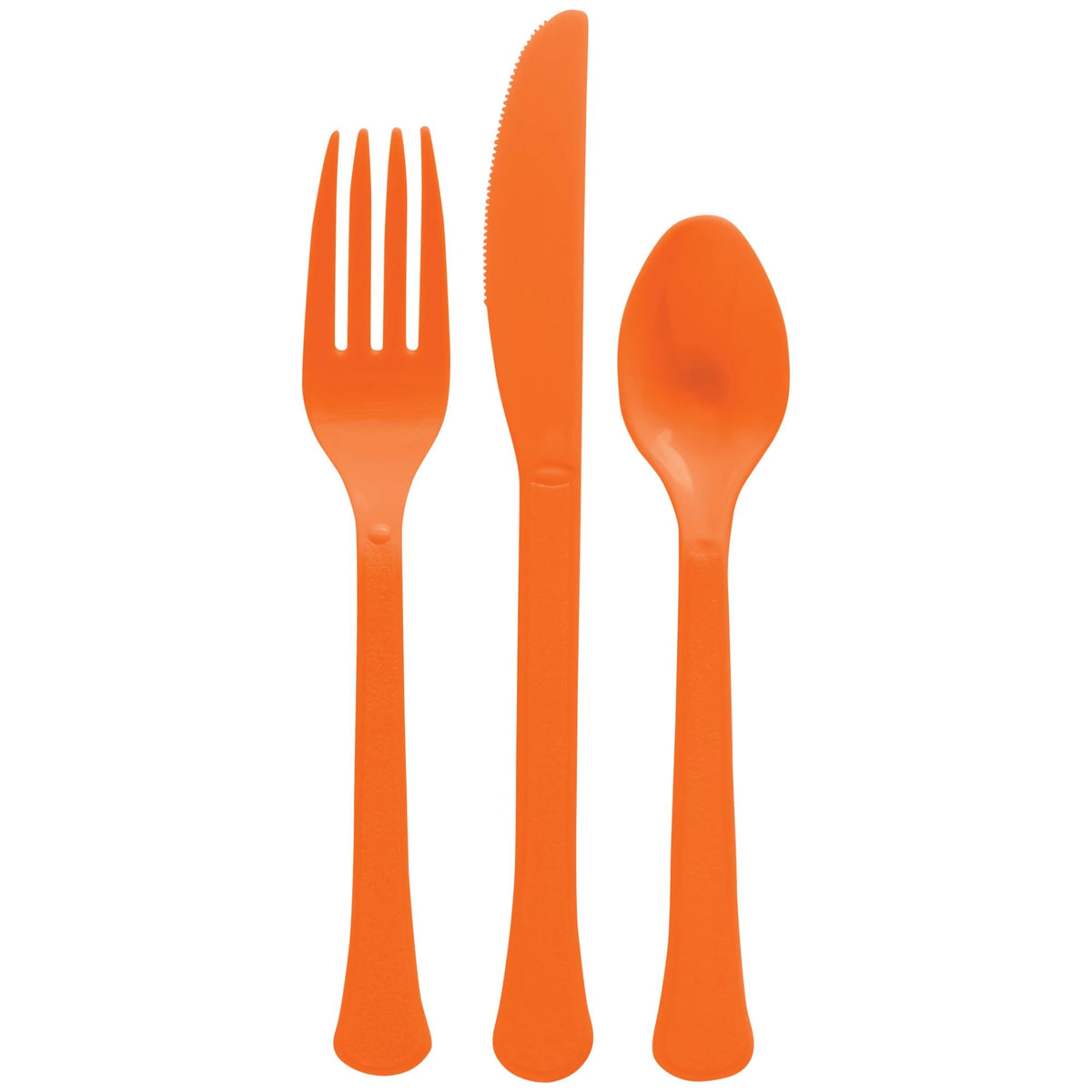 Vibrant Orange Plastic Cutlery Set - Pack of 12
