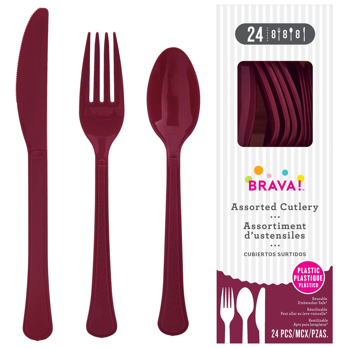 Berry Assortment Plastic Cutlery Set - 24 Pieces - Case of 72