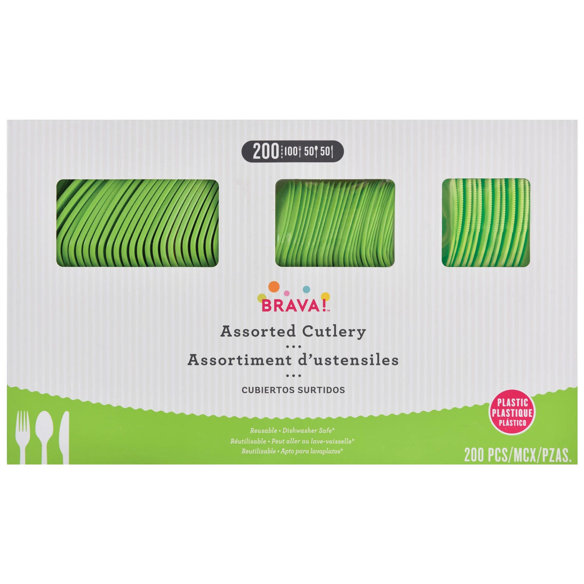 Kiwi Green Assorted Plastic Cutlery Set