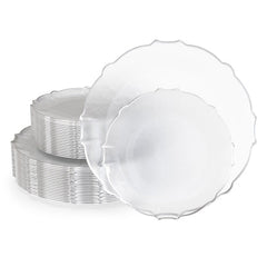 Clear/Silver Petal Plates Combo Pack | 40/40