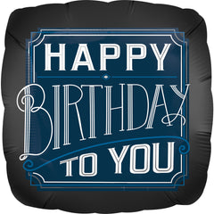 Stylish Happy Birthday Metallic Balloon - 18-inch Foil - Pack of 10