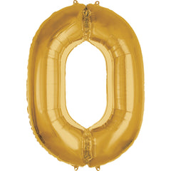Gold Number 0 Foil Balloon - 50 Inch - Pack of 3