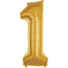 50-Inch Gold Number 1 Foil Balloon - Pack of 3