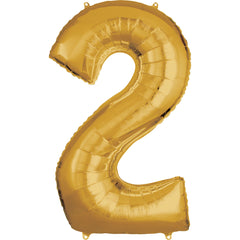 50-Inch Gold Foil Number 2 Balloon - Case of 12