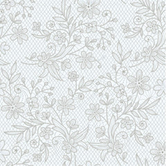 Silver Floral Printed Plastic Table Covers | 48 Count