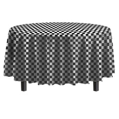 Round Black/White Checkered Table Cover | 12 Pack