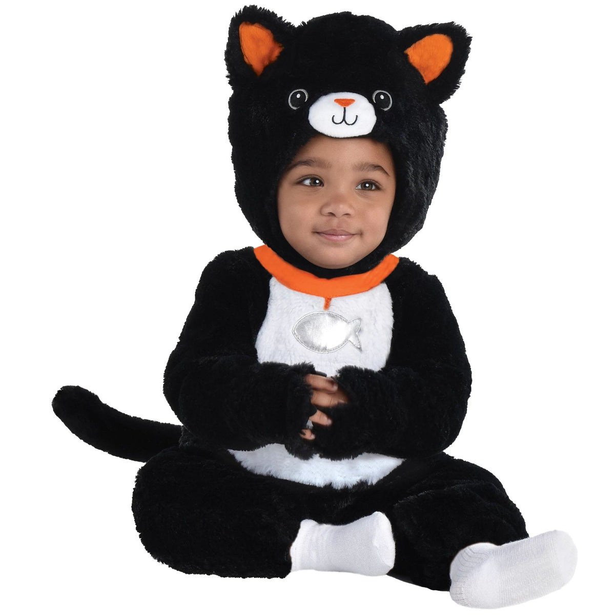 Toddler Cat Black/White Jumpsuit with Hood Costume, Assorted Sizes - Pack of 2