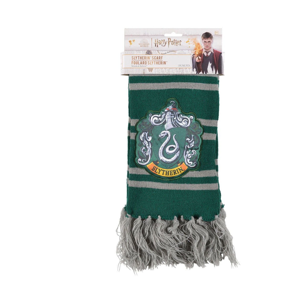 Harry Potter Slytherin Scarf, Green/White Striped, One Size - Pack of 3
