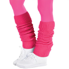 Retro 80s & 90s Neon Pink Leg Warmers - Pack of 6