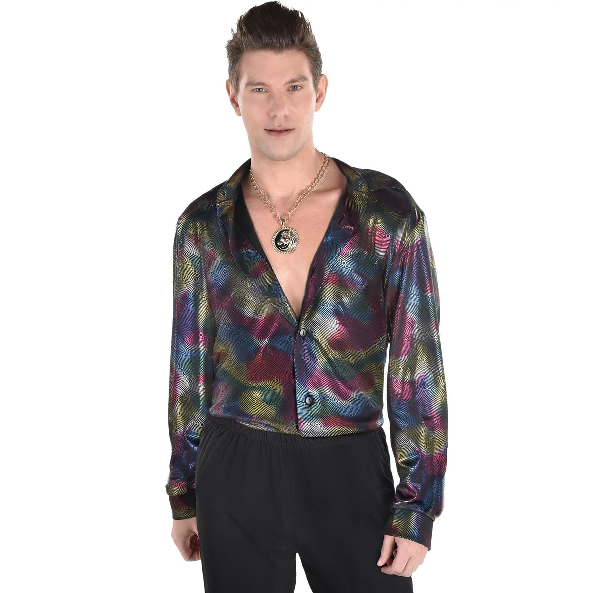Retro Men's Disco Shirt, Adult Standard Size up to Size 44 - Case of 9