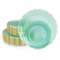 Mint/Gold Petal Plates Combo Pack | 40/40