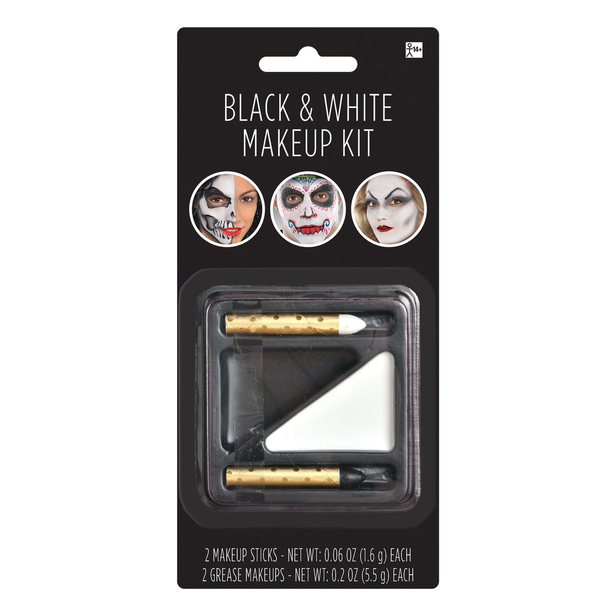 Black & White Costume Makeup Kit - Pack of 12