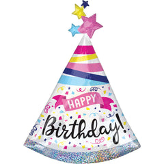 Holographic Happy Birthday Foil Balloon - Pack of 5