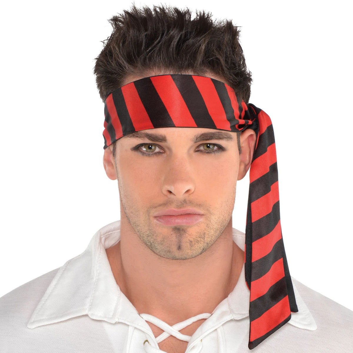 Pirate Headscarf, Red/Black Striped, One Size - Pack of 2