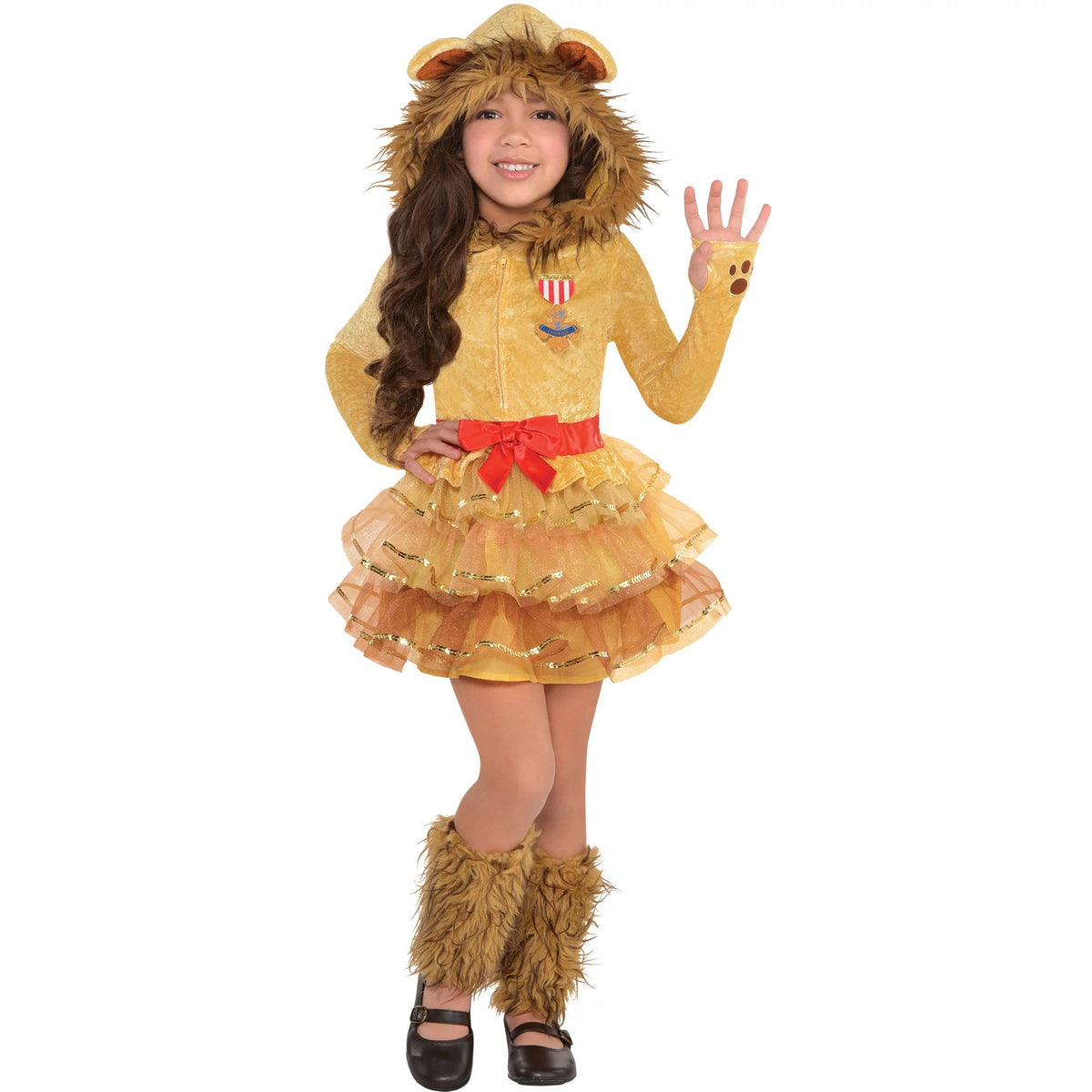 Kids' Wizard of Oz Cowardly Lion Costume, Dress, Hood, Leg Warmers, Assorted Sizes - Pack of 2