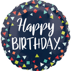Colorful Confetti Happy Birthday Mylar Balloon - 18 Inch - Pack of 10
