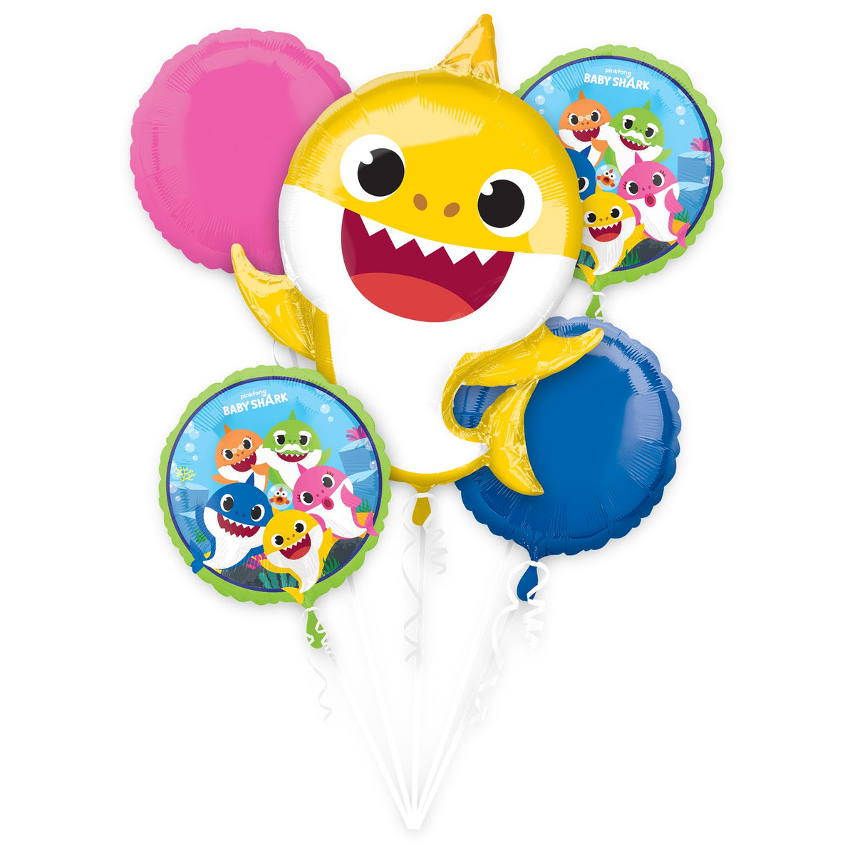 Baby Shark Foil Balloon Bouquet - 5 Piece Set - Pack of 3