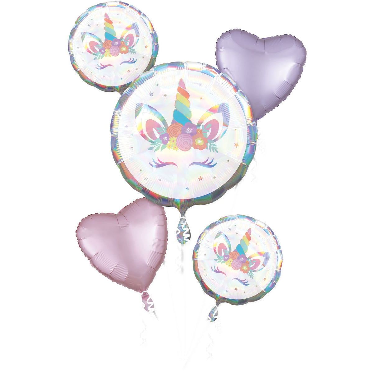 Unicorn Party Foil Balloon Bouquet - 5 Piece Set - Pack of 3