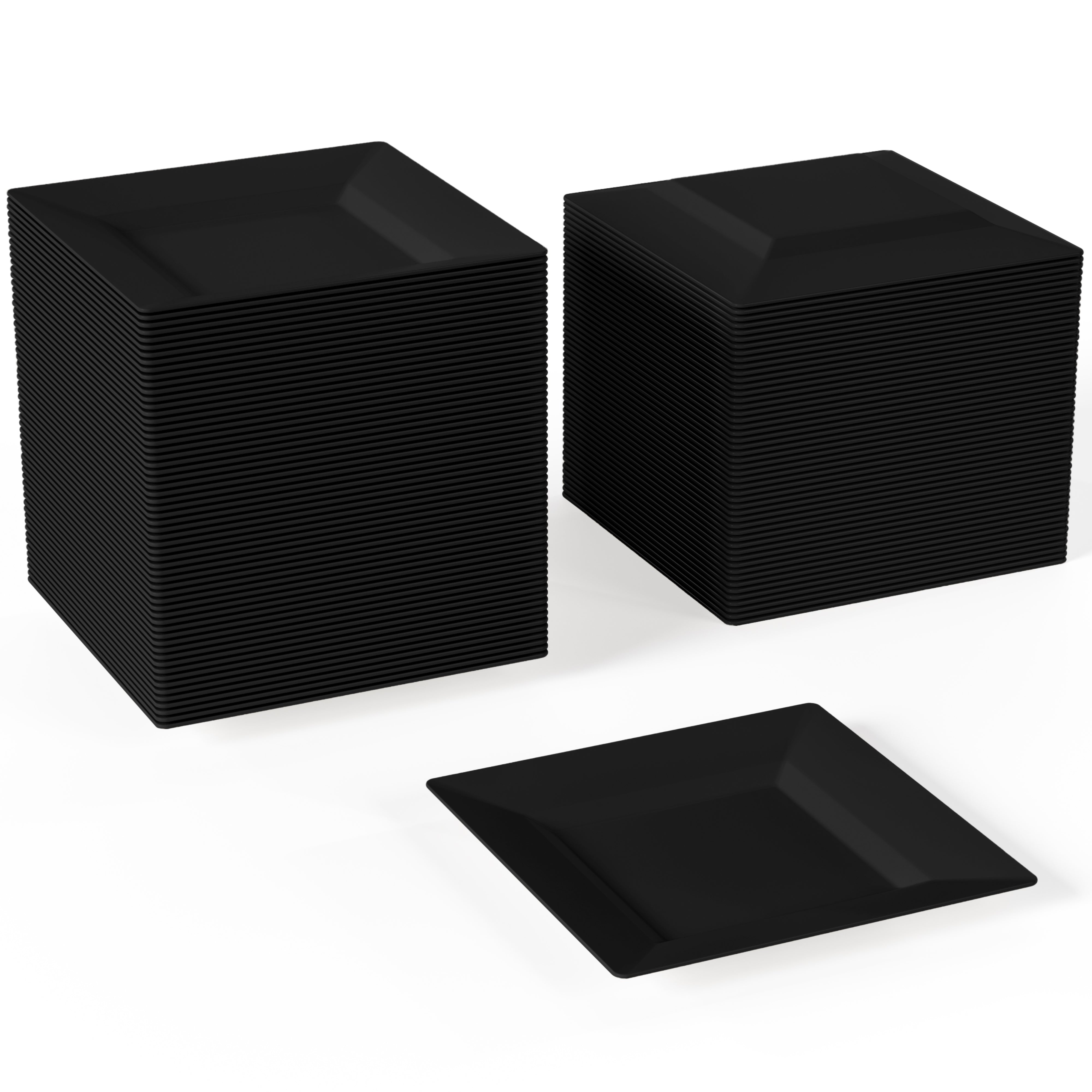 4.5 In. Black Square Plates | 100 Count