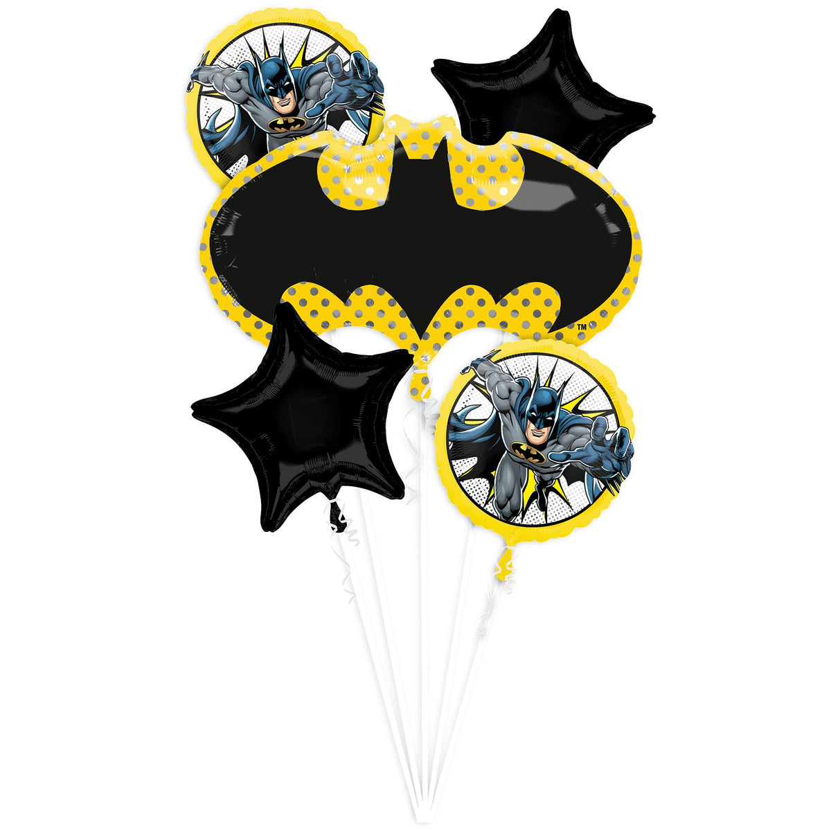 Dynamic Batman Foil Balloon Bouquet - 5 Piece Set - Pack of 3