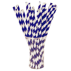 Navy Blue Striped Paper Straws | 100 Count