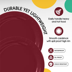 7 In. Burgundy Paper Plates | 100 Count