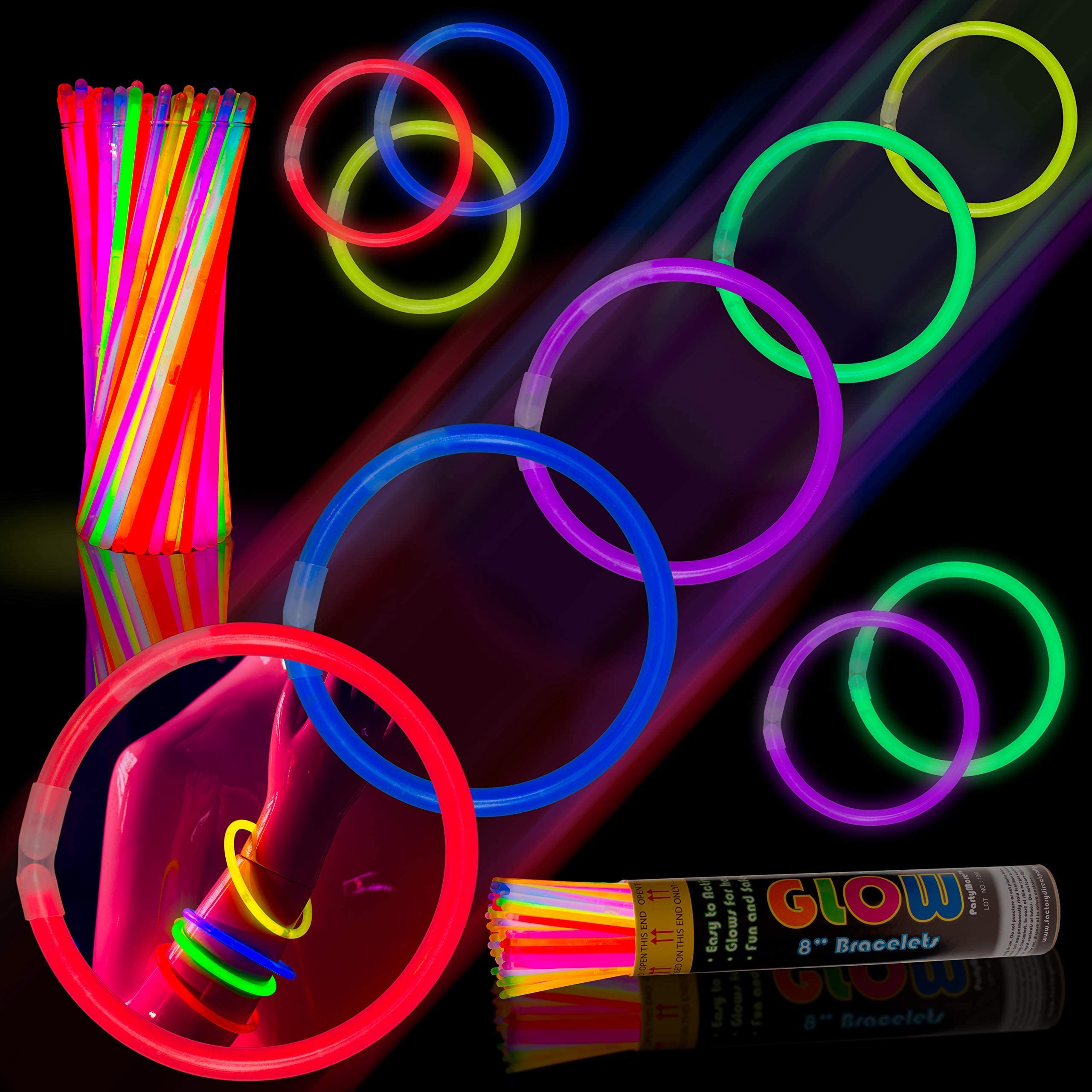 8 Inch. Glow Sticks Bracelets Neon Colors | 1000 Count