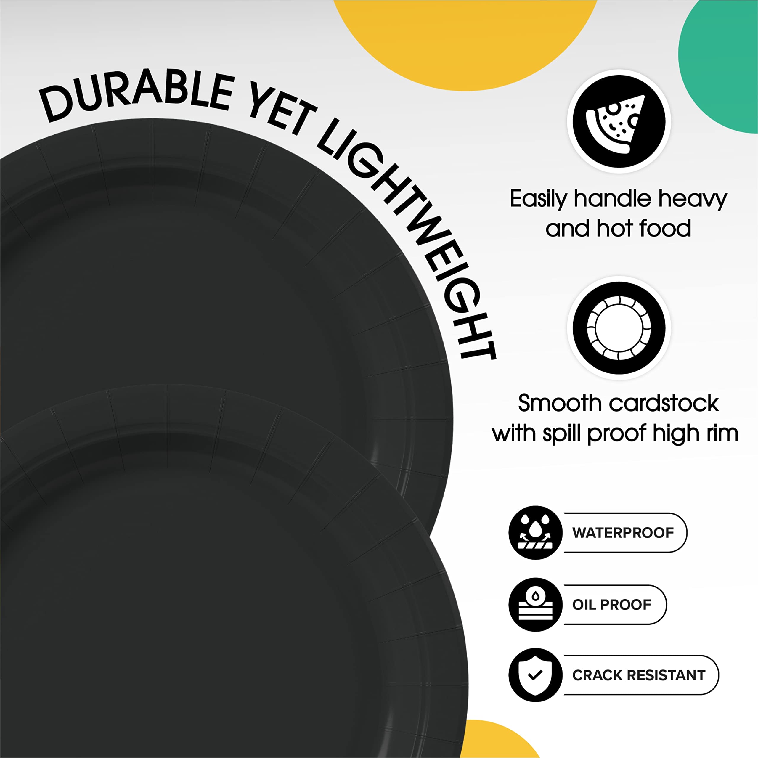 9 In. Black Paper Plates | 500 Count