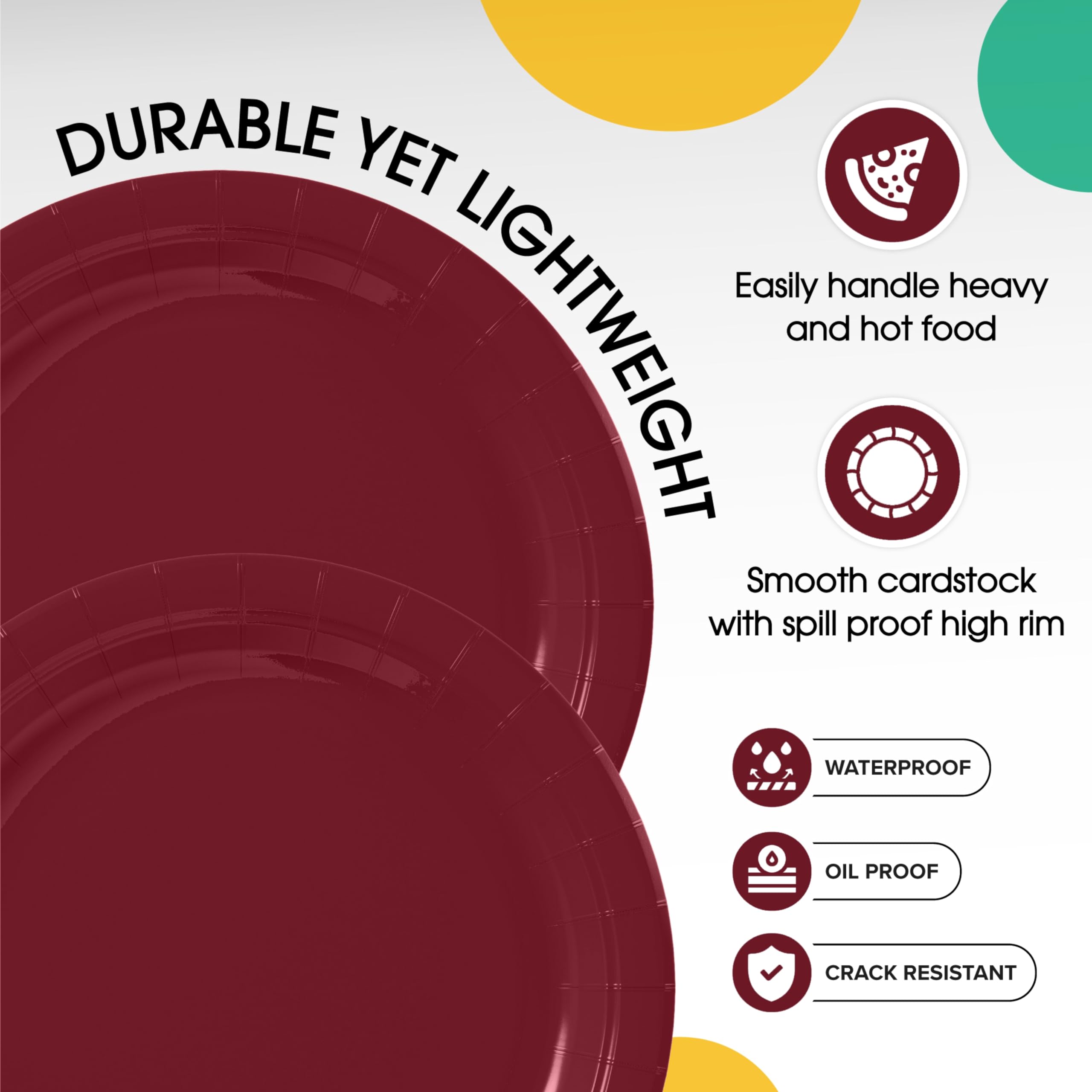 9 In. Burgundy Paper Plates | 500 Count