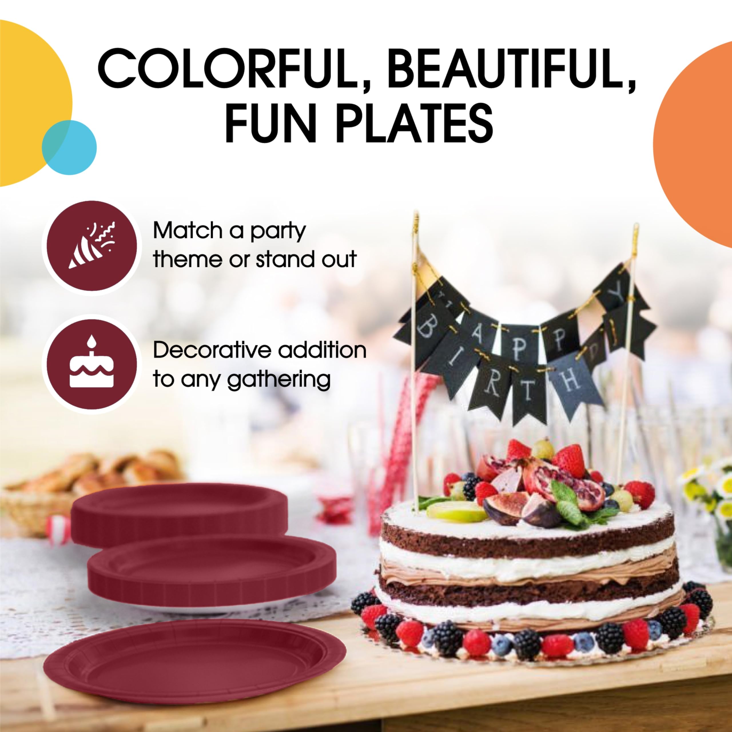 9 In. Burgundy Paper Plates | 500 Count