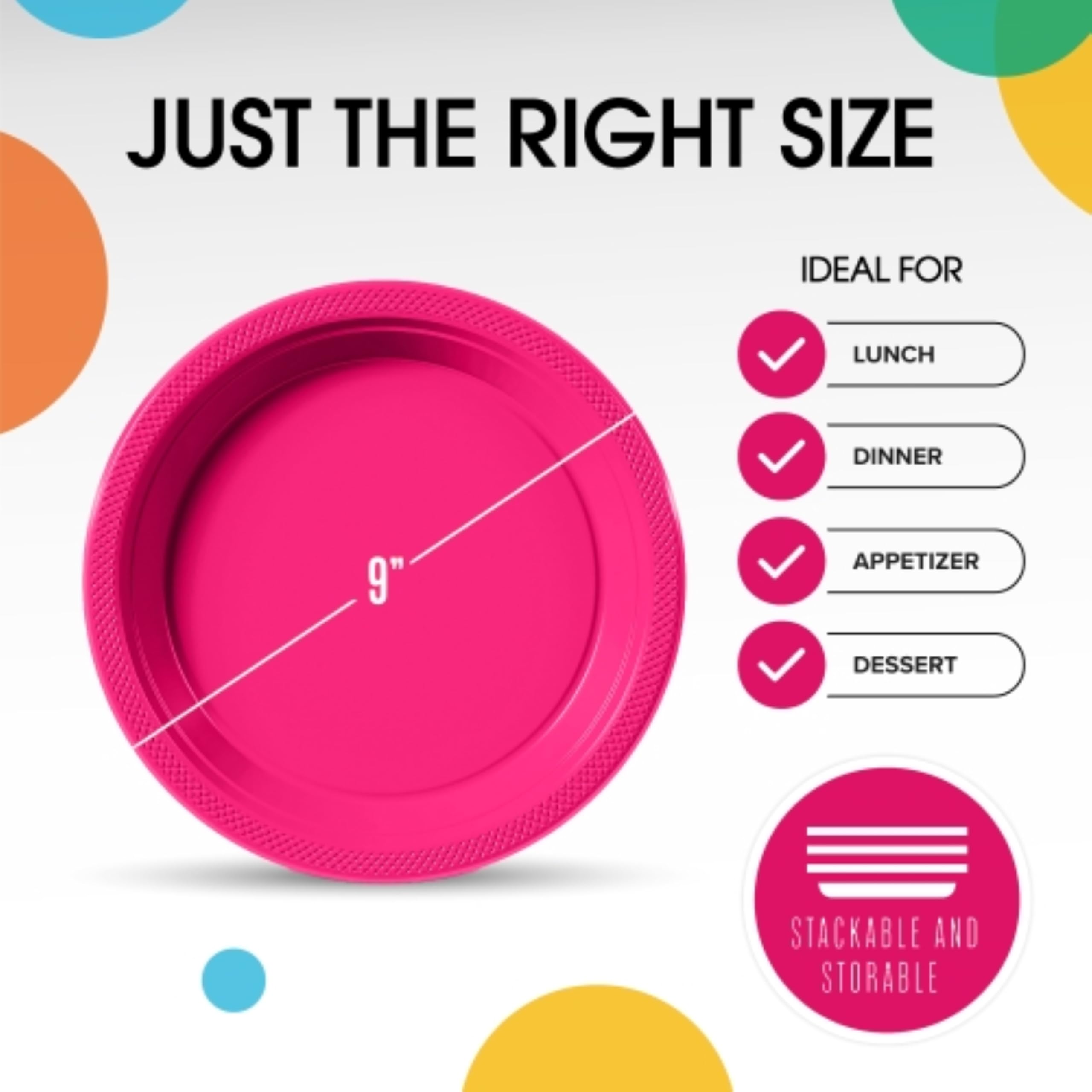 9 In. | Cerise Plastic Plates | 600 Count