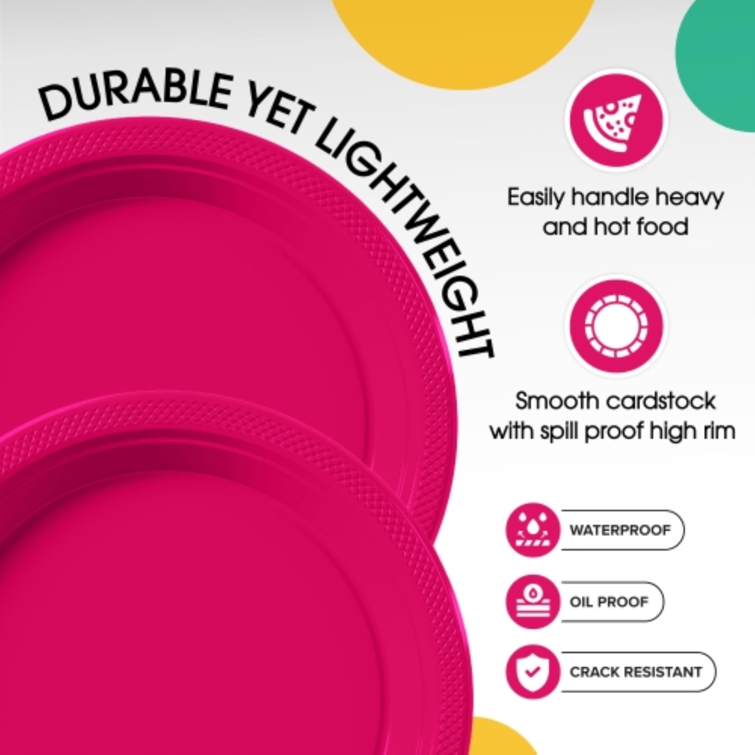 9 In. | Cerise Plastic Plates | 600 Count