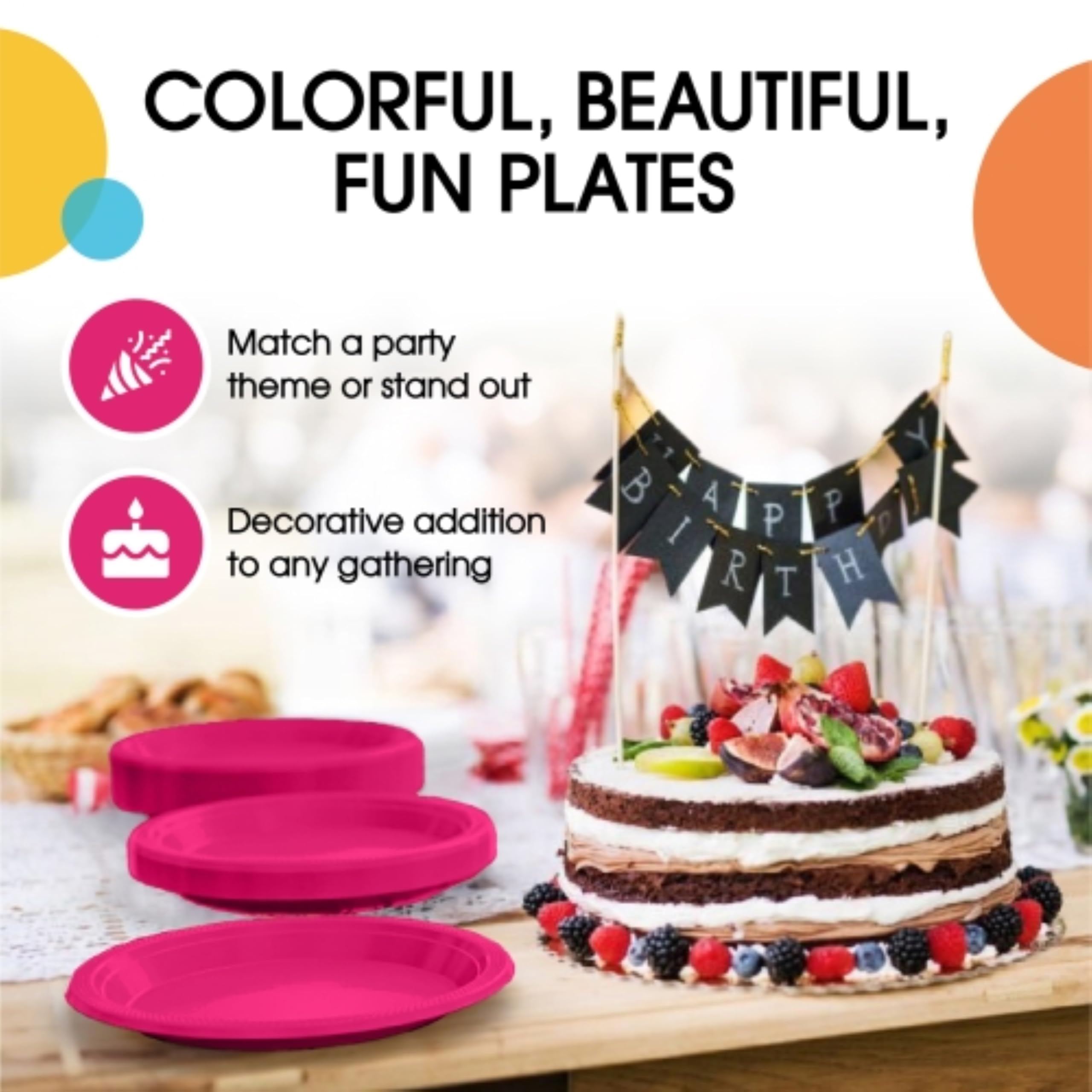 9 In. | Cerise Plastic Plates | 600 Count