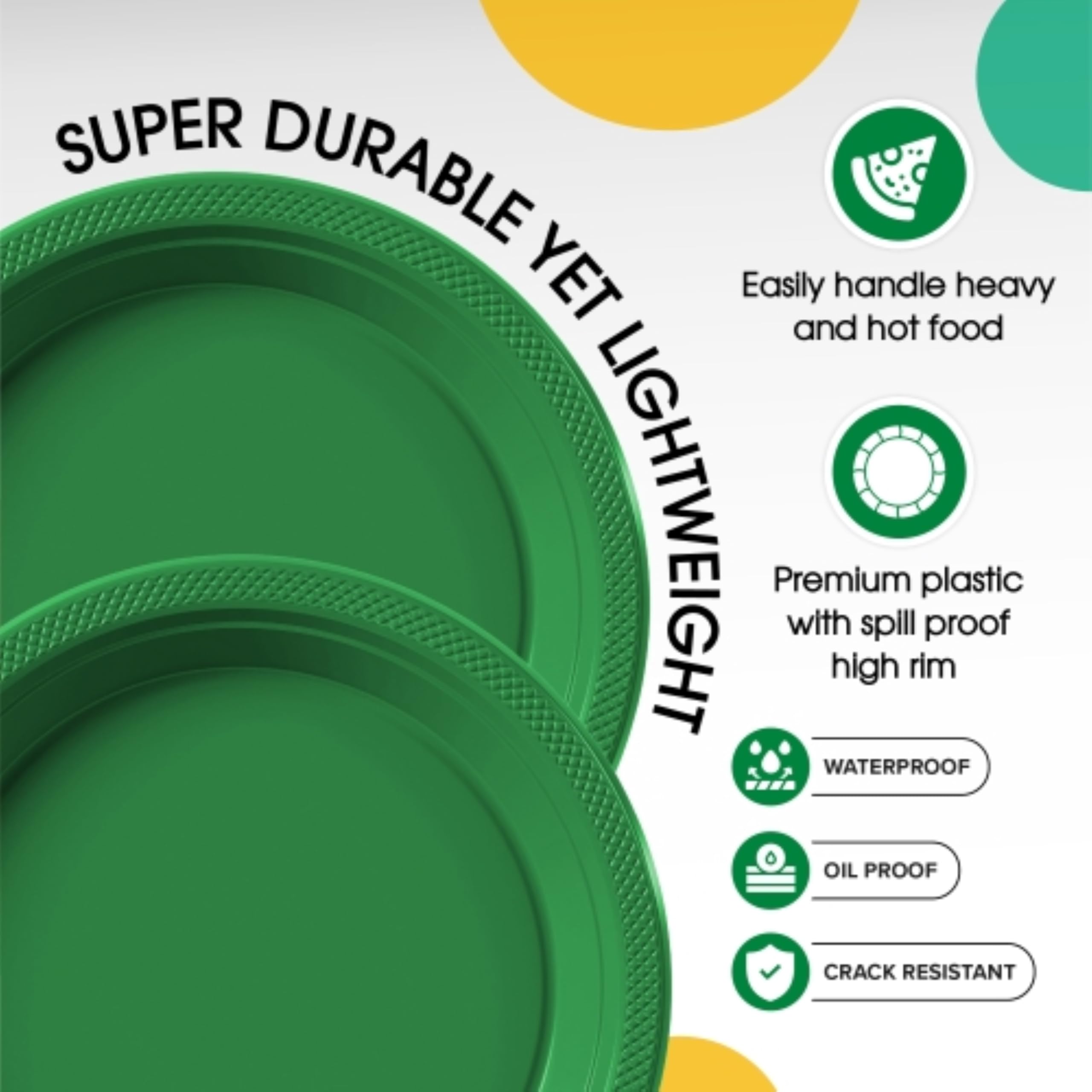 9 In. Emerald Green Plastic Plates | 100 Count