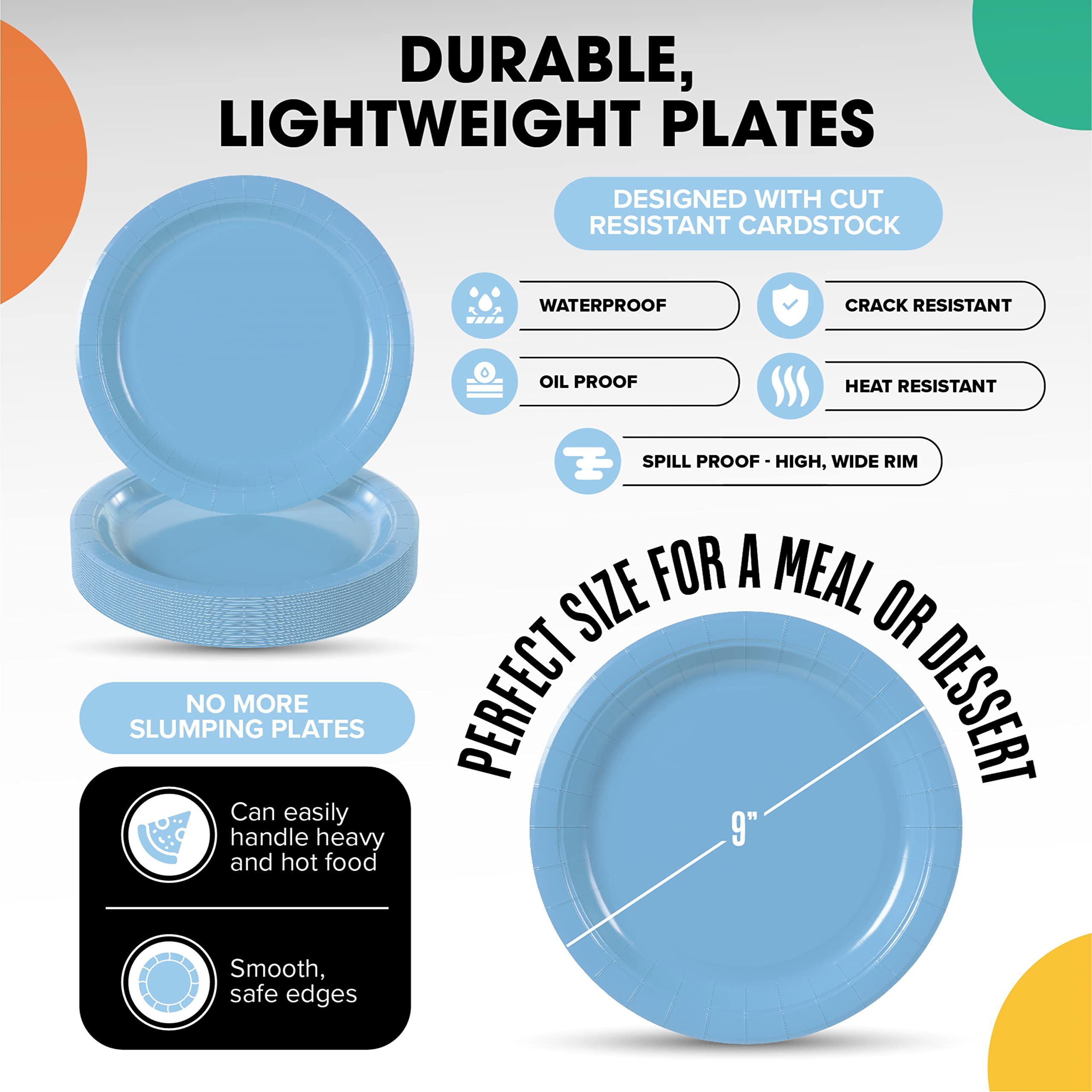 9 In. Light Blue Paper Plates | 500 Count