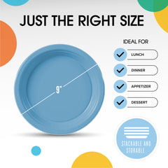 9 In. | Light Blue Plastic Plates | 600 Count