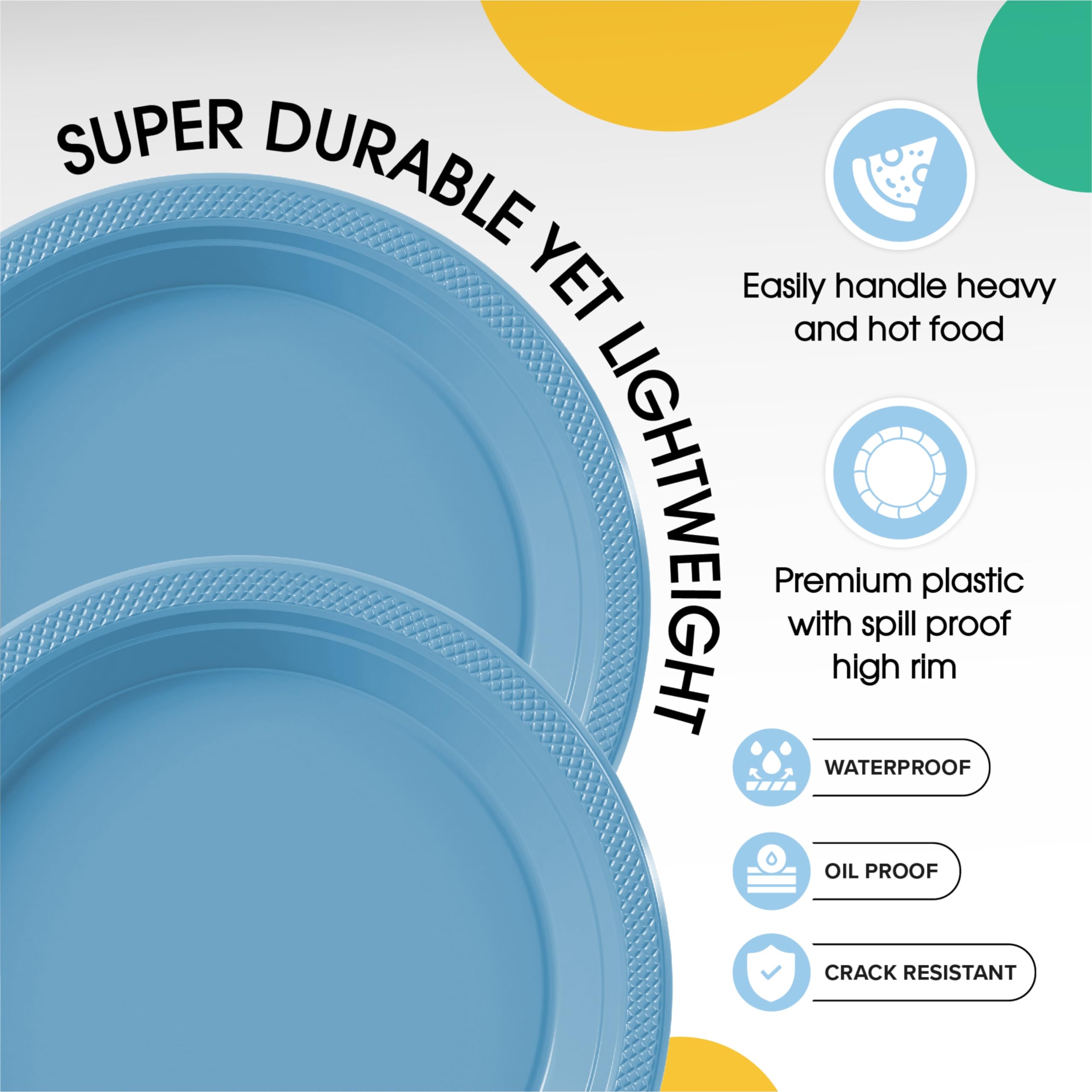 9 In. | Light Blue Plastic Plates | 600 Count