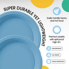 9 In. | Light Blue Plastic Plates | 600 Count