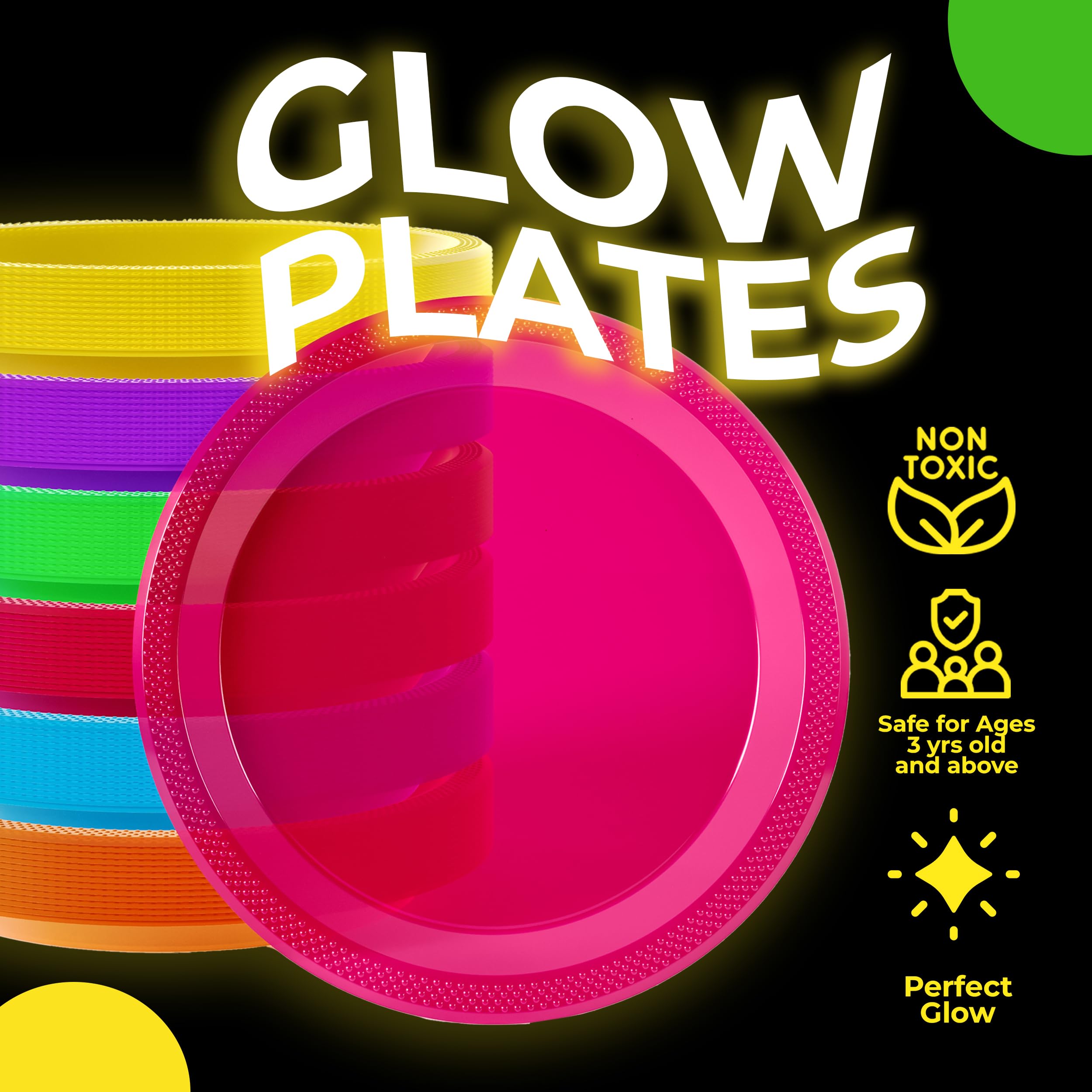 9 In. Assorted Neon Glow Plates | 720 Count