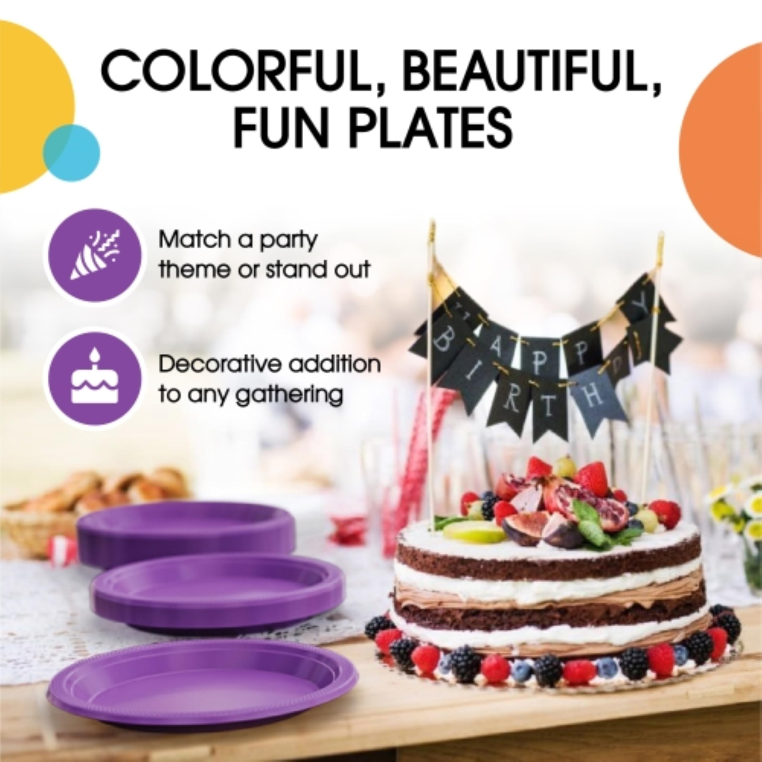 9 In. | Purple Plastic Plates | 600 Count