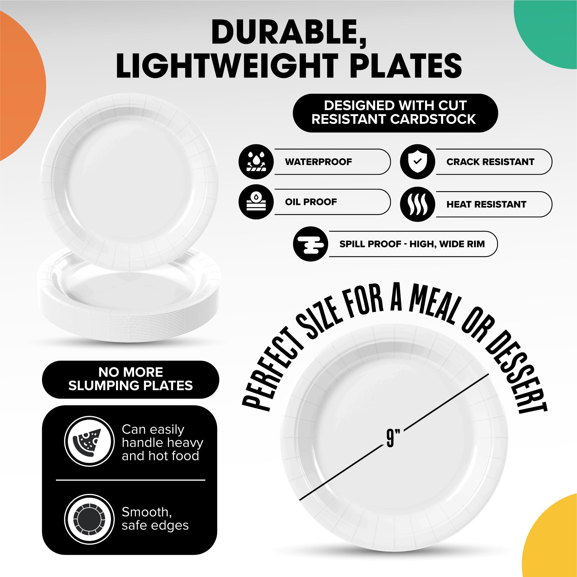 9 In. White Paper Plates | 500 Count