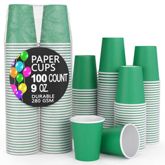 9 Oz. Emerald Green Paper Cups | 100 Count