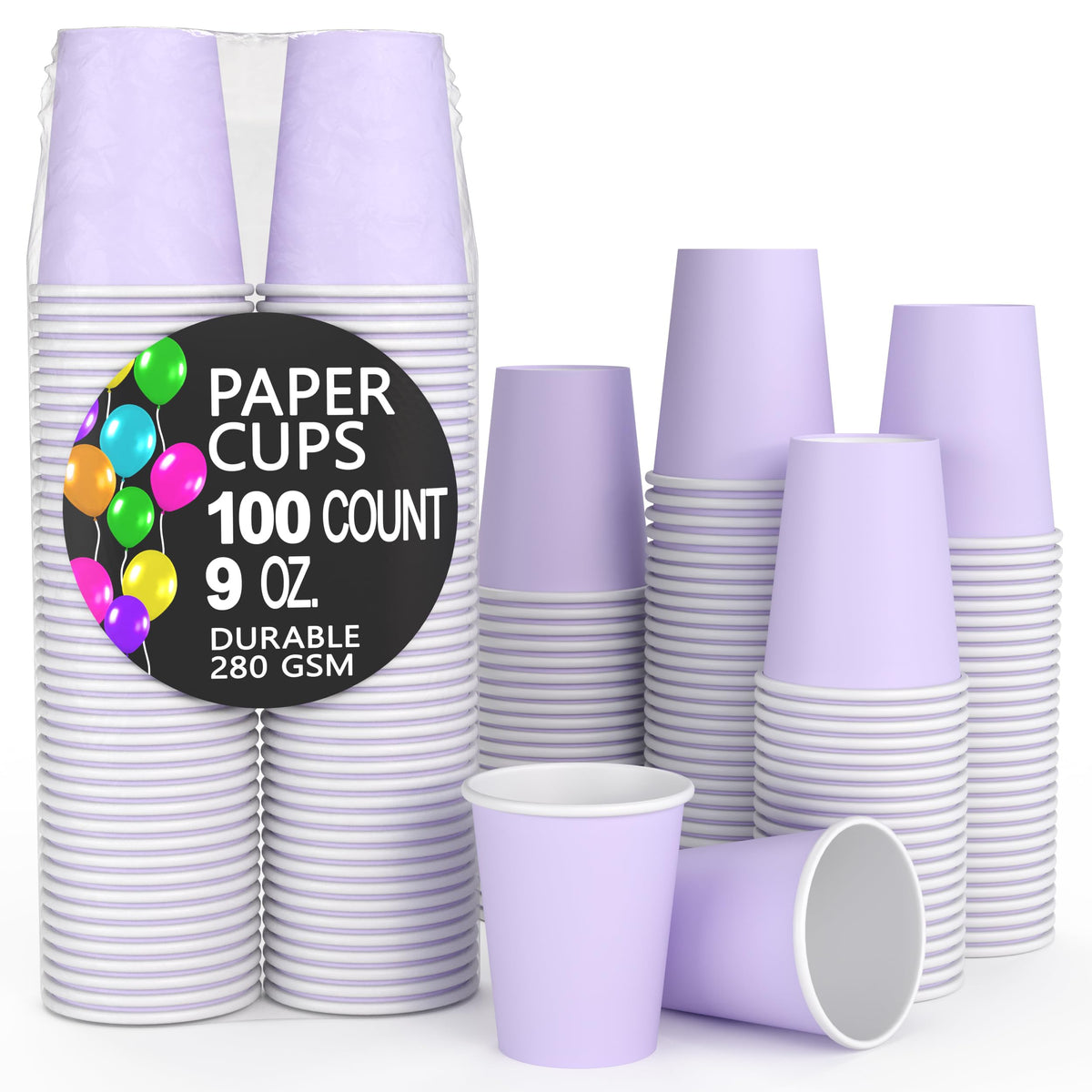 9 Oz. Lavender Paper Cups | 100 Count